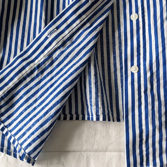 Women's 1X Striped Blouse Puffy Sleeves - Picture 10 of 14